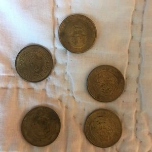 5 chucky cheese coins from 80’s to 90’s